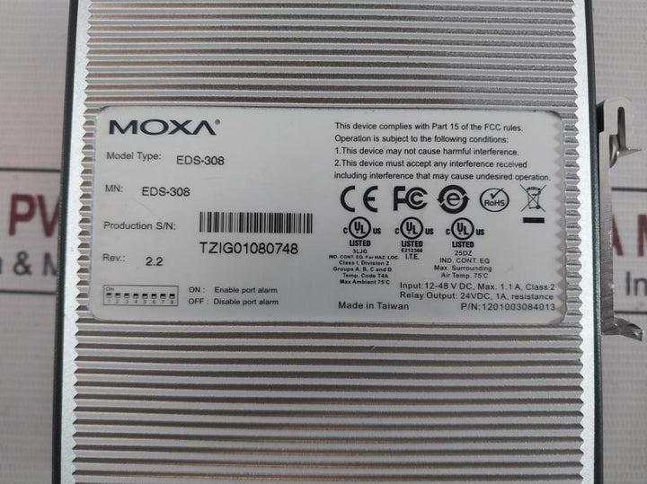 Moxa Eds-308 Industrial Unmanaged Ethernet Switch P/N: 1201003084013