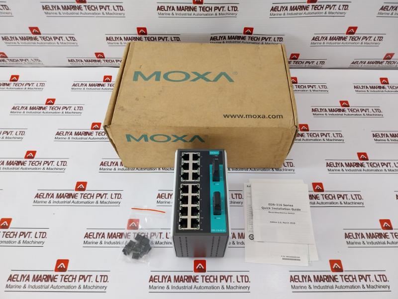 Moxa Eds-316-ss-sc-t Industrial Ethernet Switch 12/24/48 Vdc Rev 2.2.0 E212380