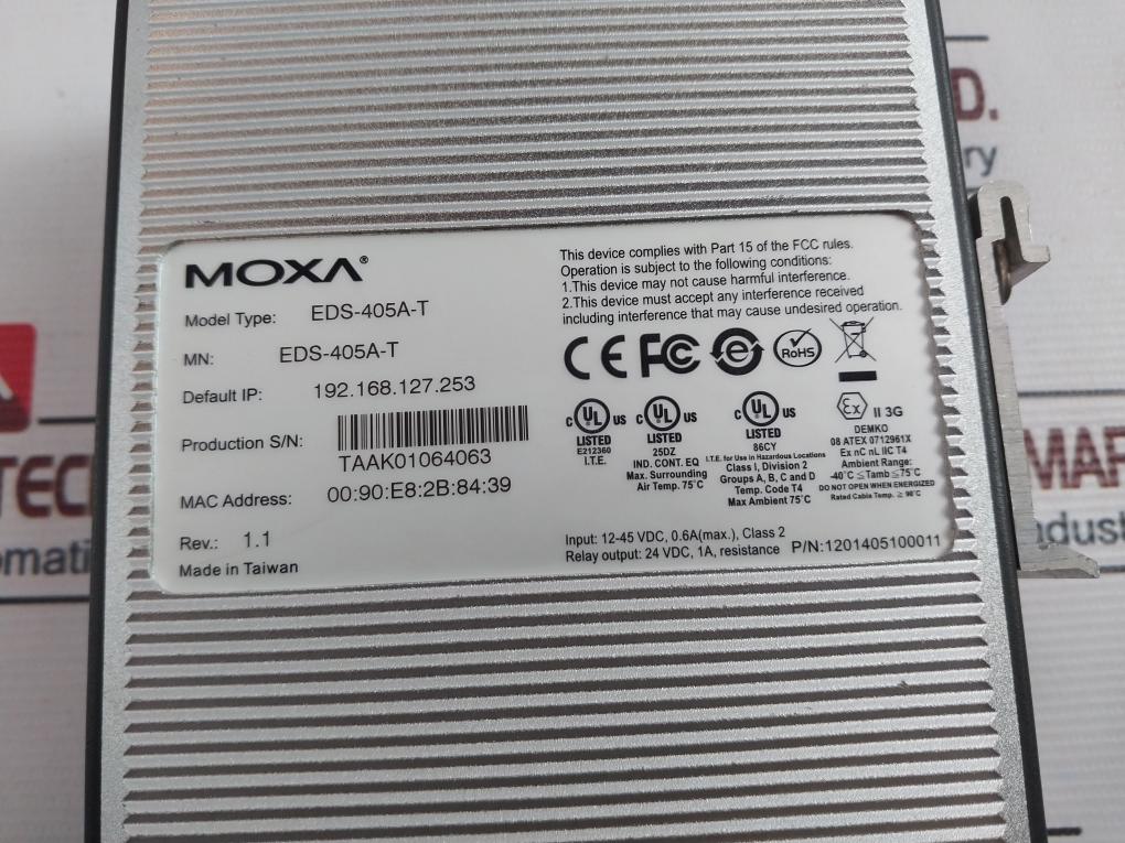 Moxa Eds-405A-t Etherdevice Switch 1201405100011