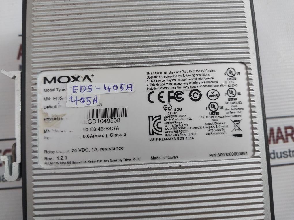 Moxa Eds-405A Ethernet Switch 3093000000891 Rev: 1.2.1