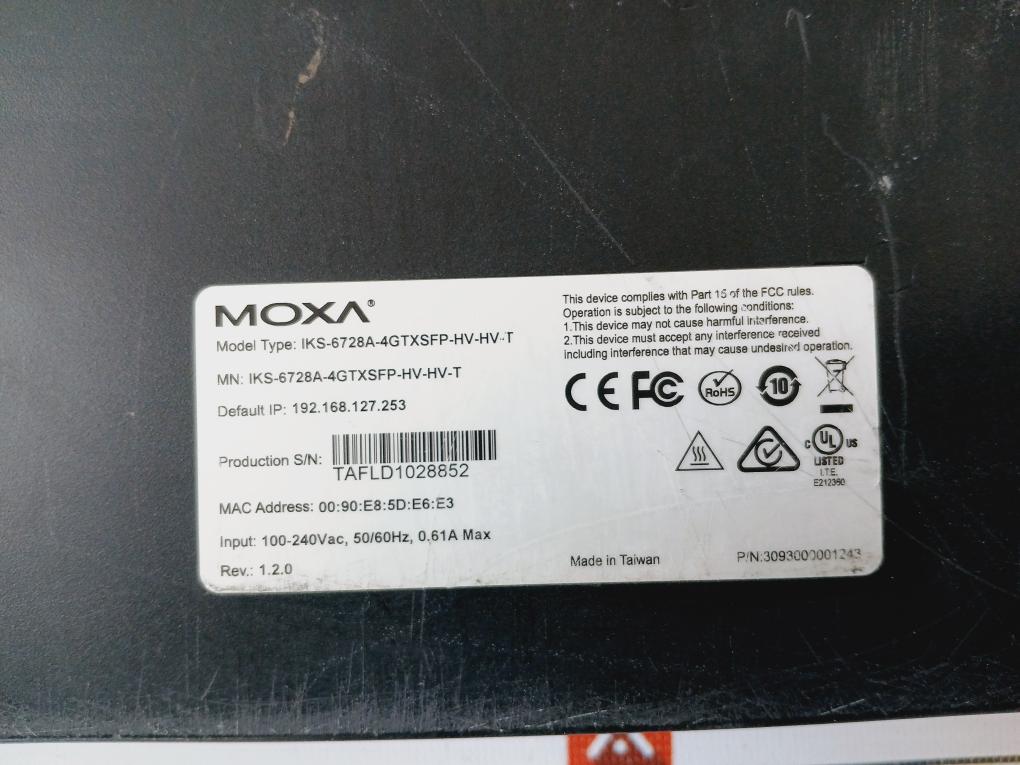 Moxa Iks-6728A-4Gtxsfp-hv-hv-t Ethernet Switch Rev: 1.2.0