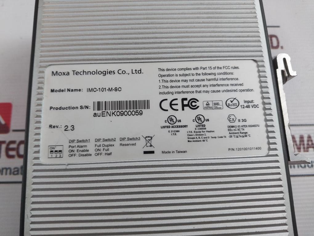 Moxa Imc-101-m-sc Industrial Media Converter 12-48 Vdc Rev: 2,3