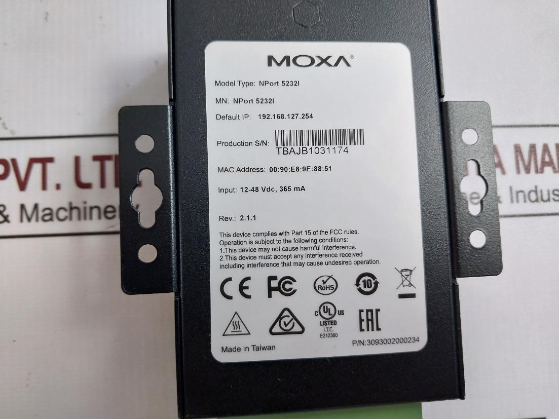 Moxa Nport 5232I General Device Server 12-48 Vdc 365 Ma Revision 2.1.1