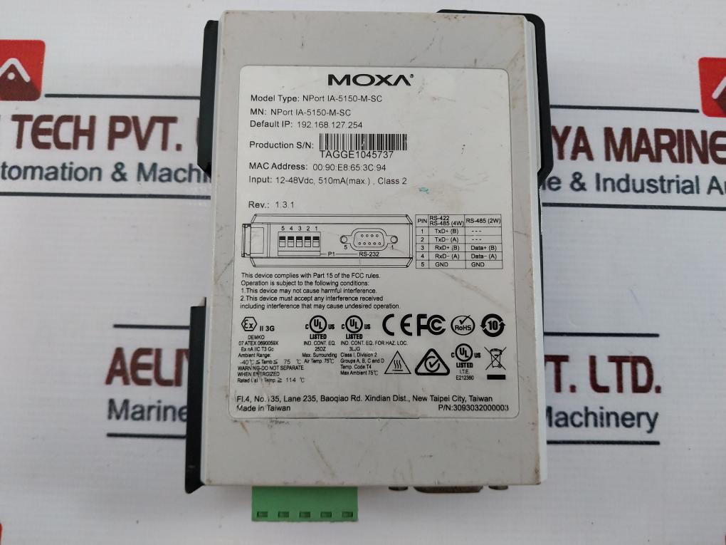 Moxa Nport Ia-5150-m-sc Industrial Device Server Rev. 1.3.1