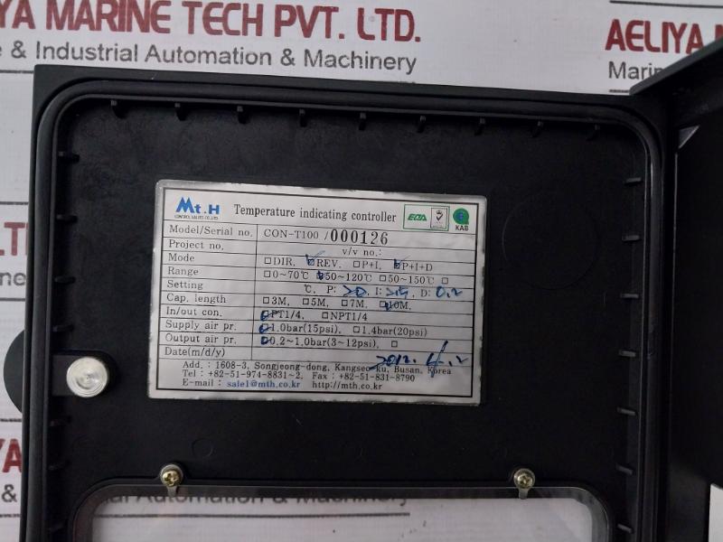 Mt. H Con-t100 Temperature Indicating Controller, 0-2.5 Bar, 0-0.25 Mpa