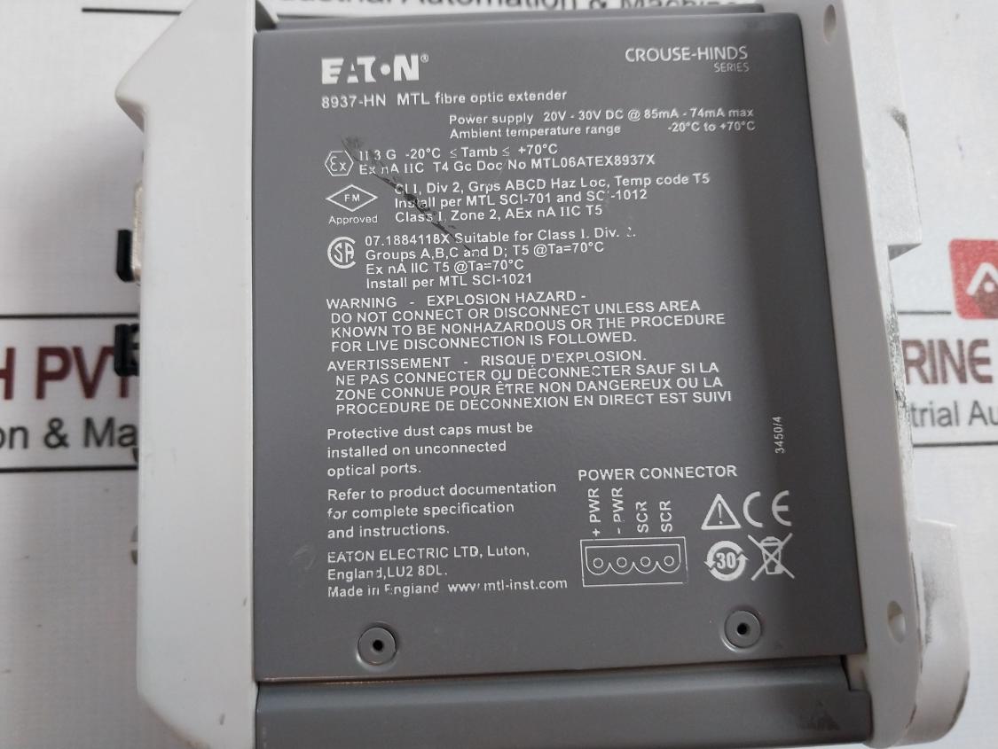 Mtl 8937-hn Fiber Optic Extender Module Hn01 20V-30V Dc At 85Ma-74Ma Max