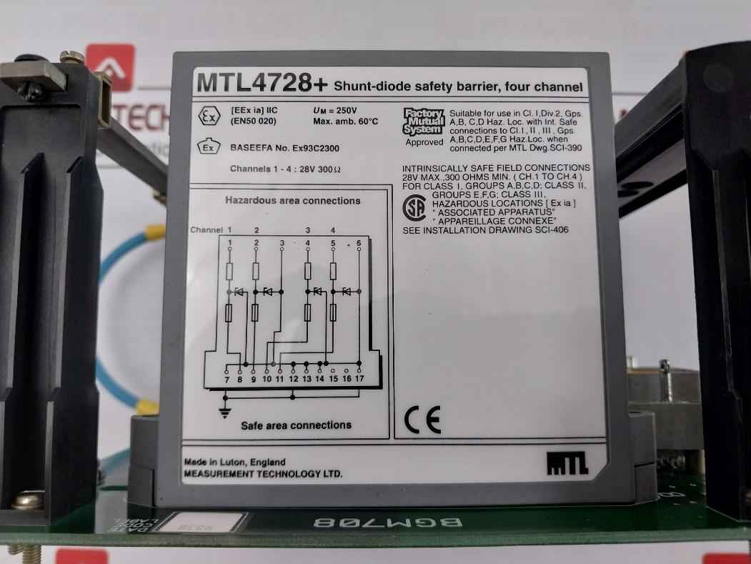 Mtl Bgm708 Four Channel Shunt-diode Safety Barrier 250V