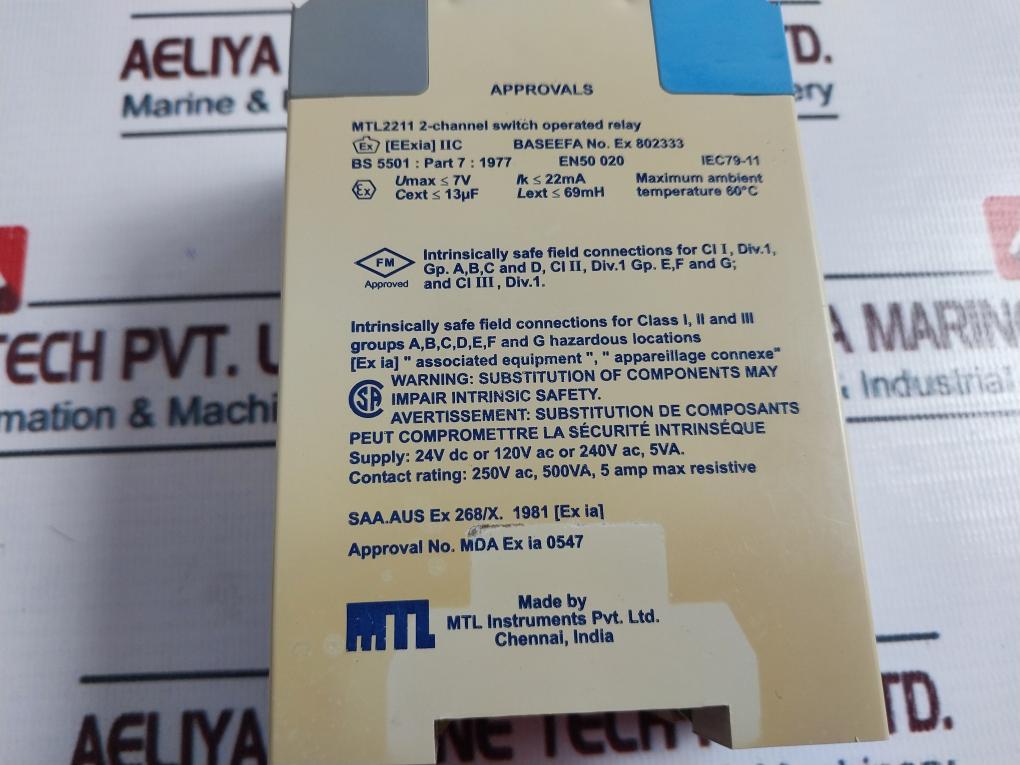 Mtl Mtl2211 2-channel Is-input Switch Operated Relay