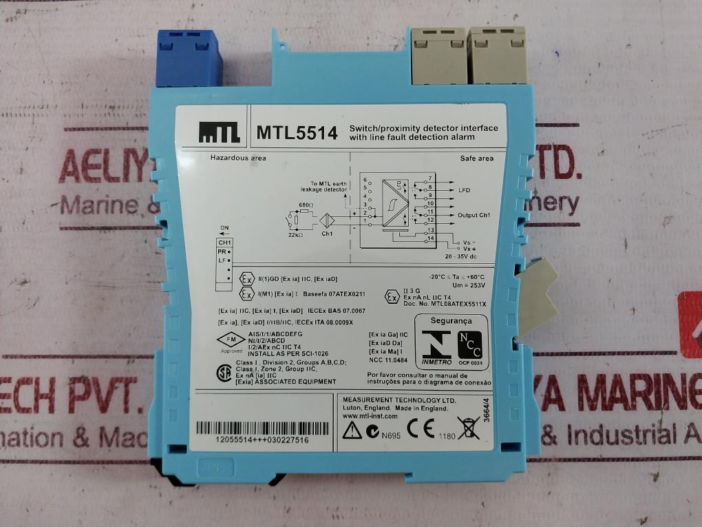 Mtl Mtl5514 Switch/Proximity Detector Interface With Line Fault Detection Alarm