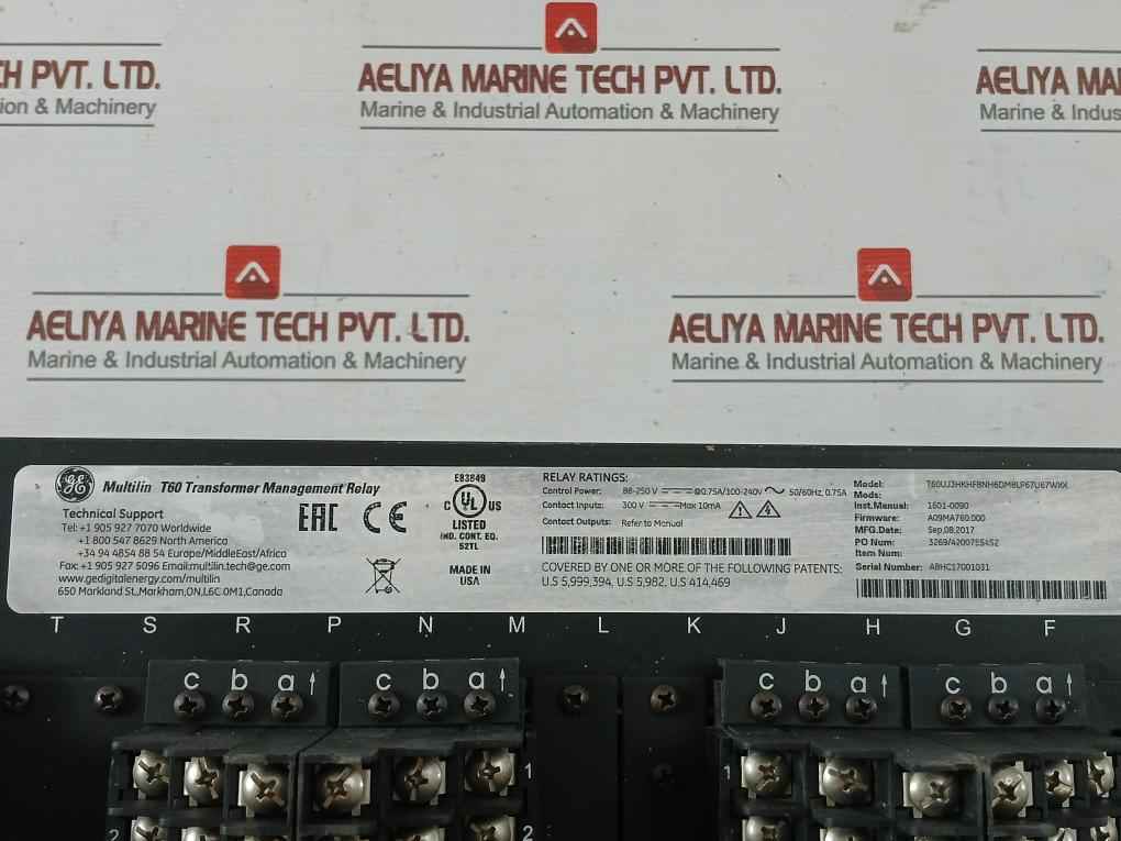 Multilin T60 Transformer Management Relay System By Ge T60Uj3Hkhf8Nh6Dm8Lp67U67Wxx