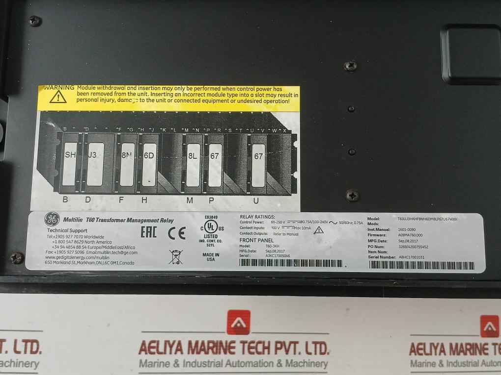 Multilin T60 Transformer Management Relay System By Ge T60Uj3Hkhf8Nh6Dm8Lp67U67Wxx