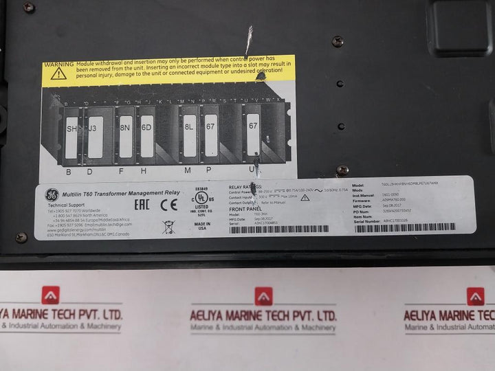 Multilin T60 Transformer Protection System Brand Ge Part No: T60Uj3Hkhf8Nh6Dm8Lp67U67Wxx