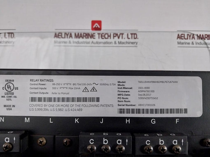 Multilin T60 Transformer Protection System Brand Ge Part No: T60Uj3Hkhf8Nh6Dm8Lp67U67Wxx