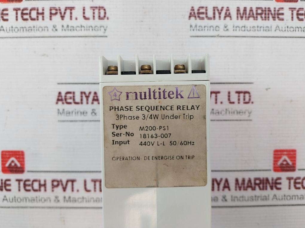 Multitek Relay Multitek M200-ps1 Phase Sequence Relay 440V 50/60Hz – Aeliya Marine Tech
