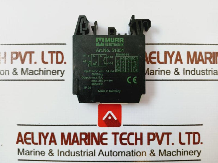 Murr Elektronik 51851 Ground Bridge Output Relay 24Vac 14Ma Max.250V 50/60Hz