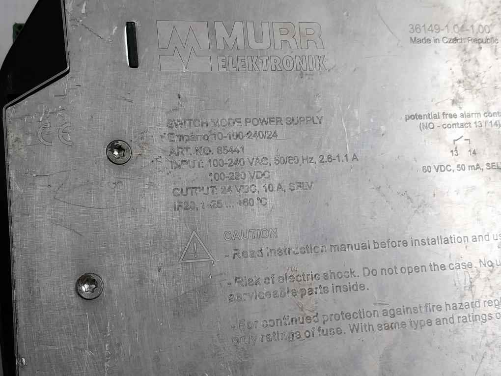 Murr Elektronik 85441 Power Supply 24 Vdc 10A 2.6-1.1 A