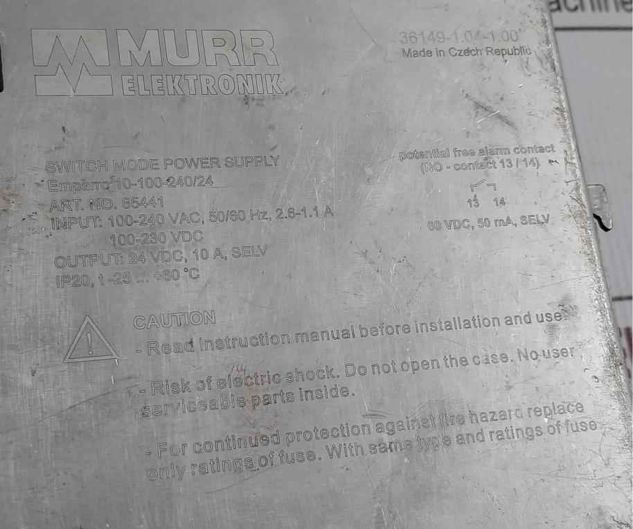 Murr Elektronik 85441 Power Supply 24 Vdc 10A 2.6-1.1 A