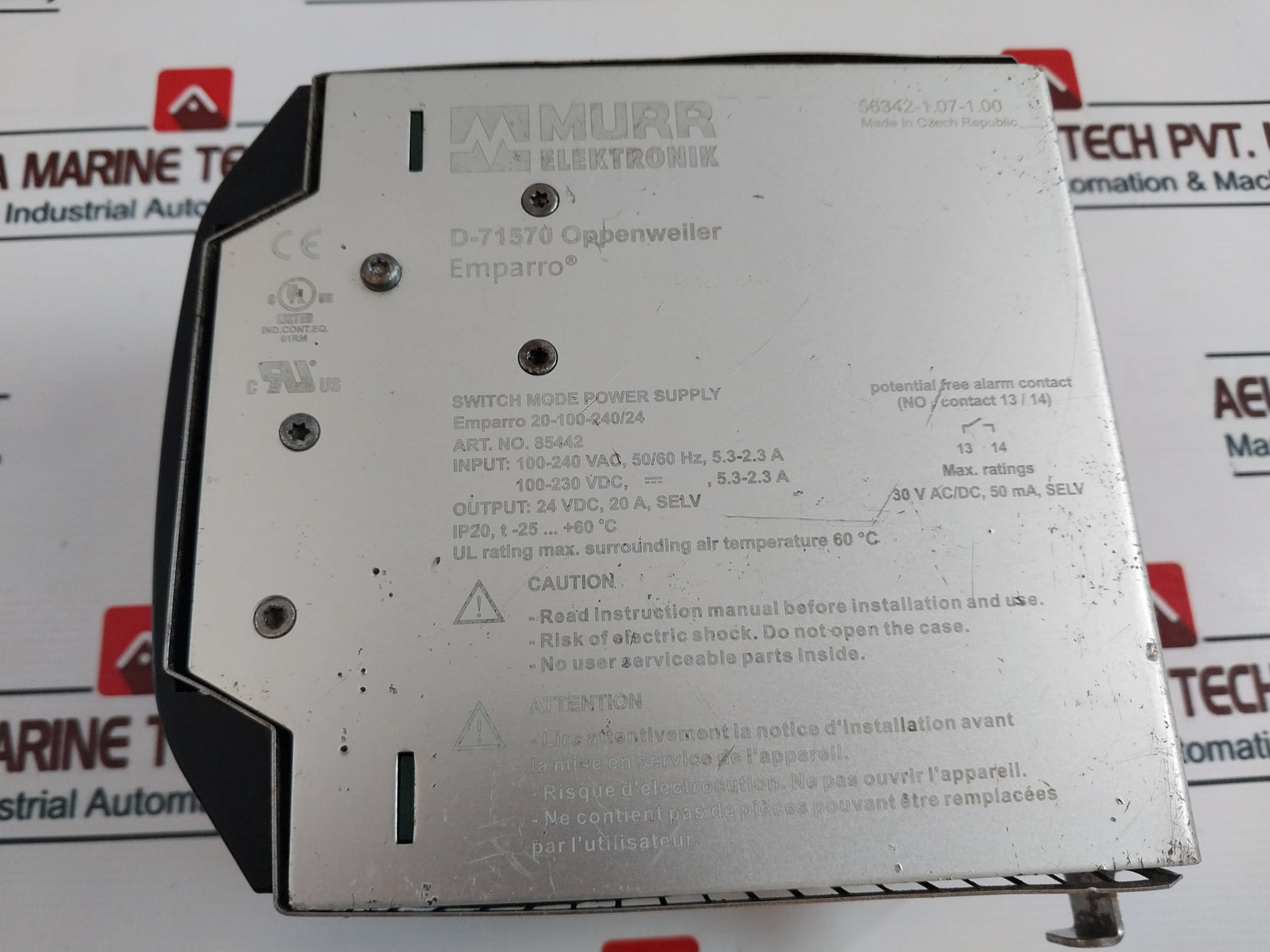 Murr Elektronik 85442 Switch Mode Power Supply Ip20 100-240Vac 50/60Hz 5.3-2.3A