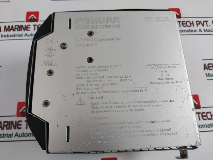 Murr Elektronik 85442 Switch Mode Power Supply Ip20 100-240Vac 50/60Hz 5.3-2.3A