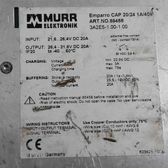 Murr Elektronik 85458 Power Supply Buffer Unit Ip20 -40 To 60C 30Vdc
