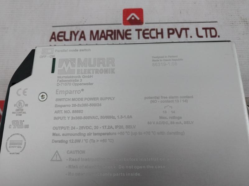 Murr Elektronik 85692 Switch Mode Power Supply 20-3X360-500/24 24-28Vdc 20-17.2A
