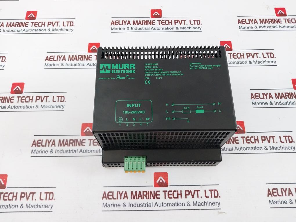 Murr Elektronik 857833 MPS Input Filter L/N/PE 185-265V 50/60HZ 3A IP20