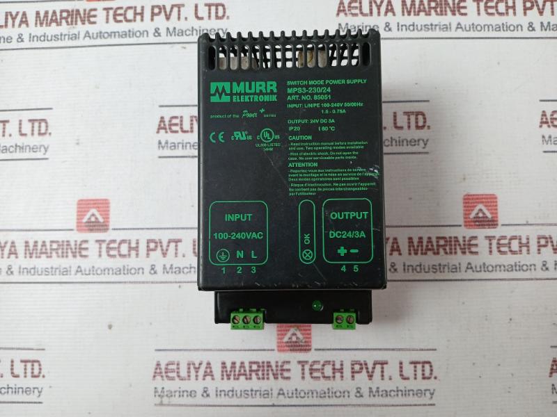 Murr Elektronik Mps3-230/24 Switch Mode Power Supply L/N/Pe 100-240V 50/60Hz Ip2