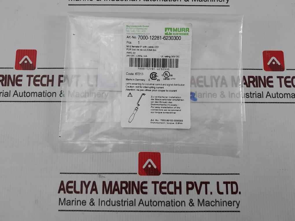 Murrelektronik 7000-12281-6230300 Connector Cable 3 Meter Awg 22