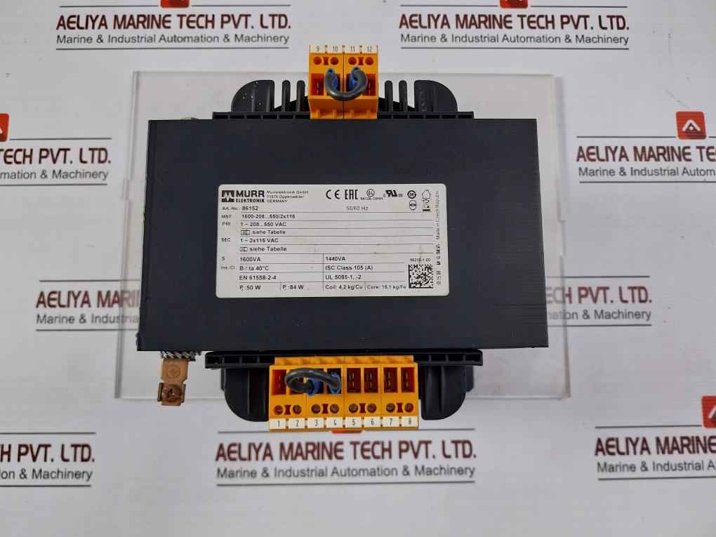 Murrelektronik 86152 1-phase Control And Isolation Transformer 1600Va