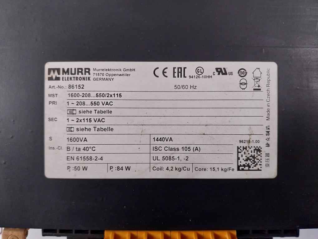 Murrelektronik 86152 1-phase Control And Isolation Transformer 1600Va