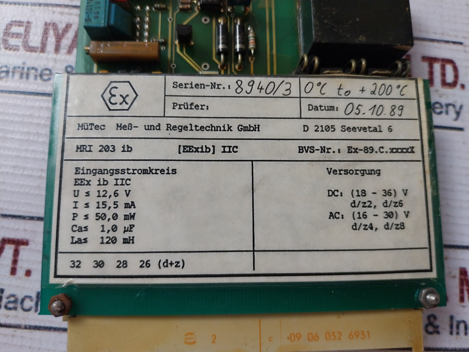 Mutec Mri 203 Ib Printed Circuit Board 15,5 Ma 120 Mh