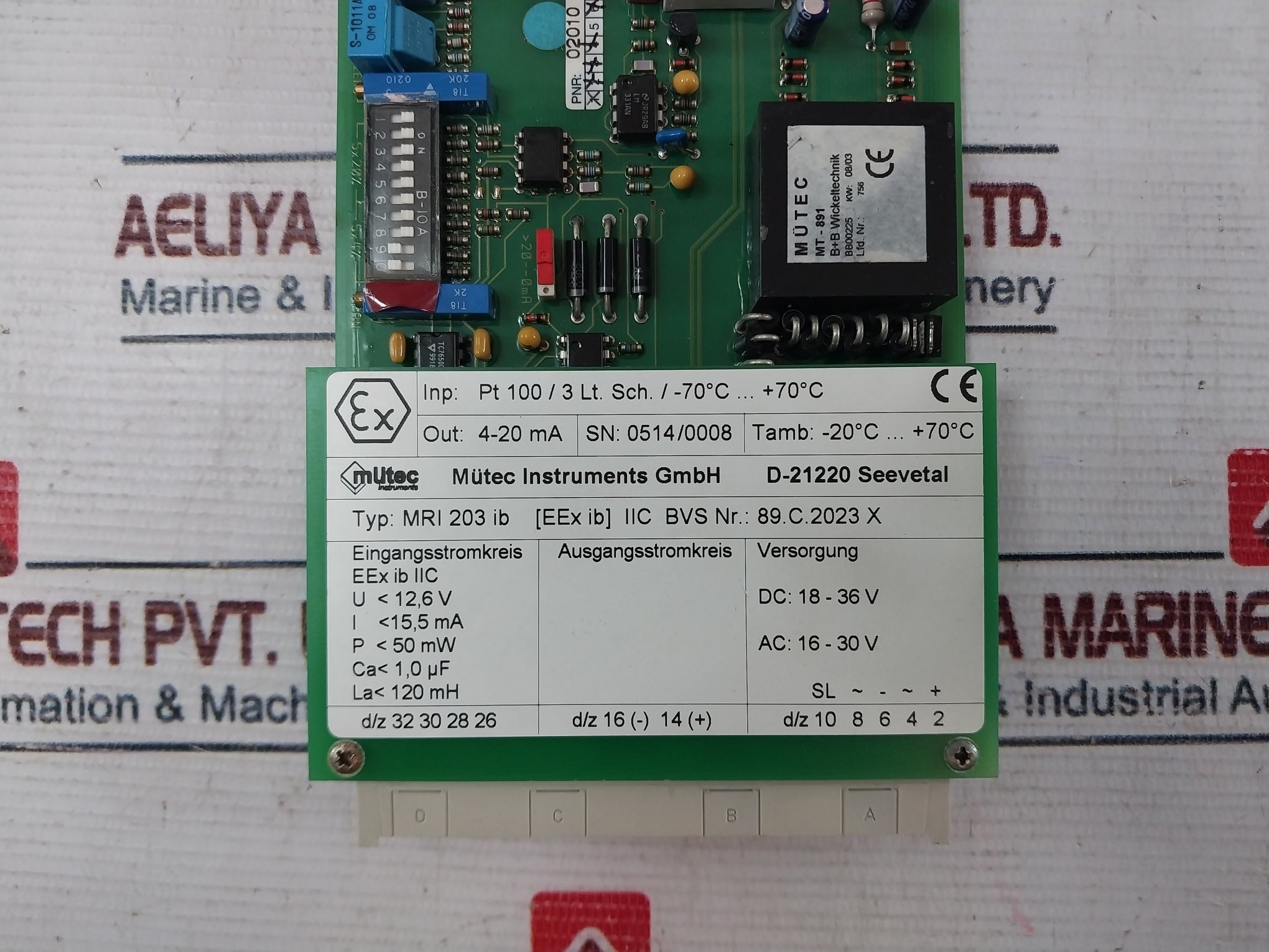Mutec Mri 203 Ib Printed Circuit Board 18-36 V Dc 16-30V Ac Output 4-20Ma