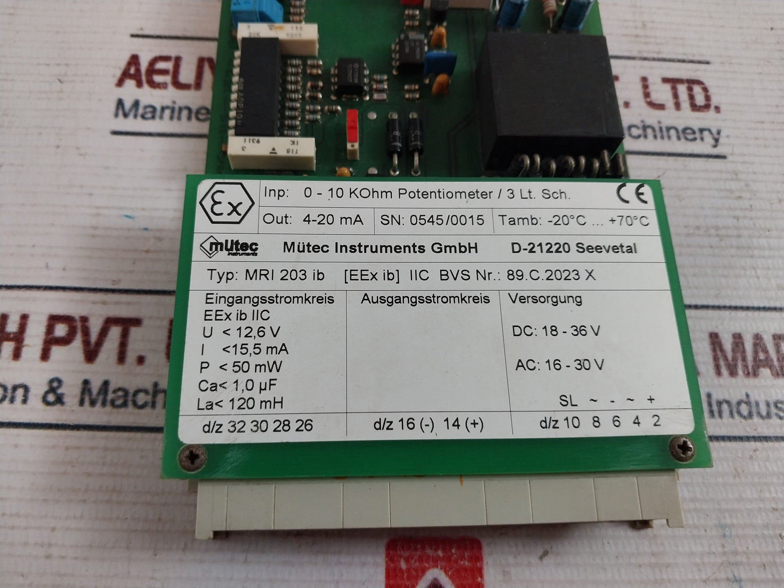 Mutec Mri 203 Ib Printed Circuit Board 4-20 Ma 16-30Vac 18-36Vdc