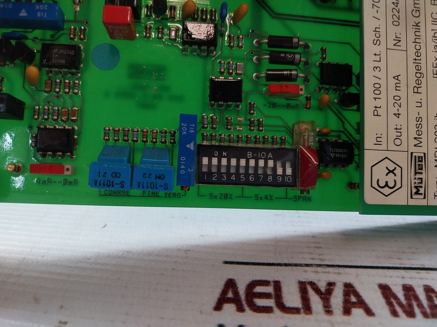 Mutec Mri 203 Ib Printed Circuit Board Pt 100/3 Lt. Sch. / -70 - +70°C