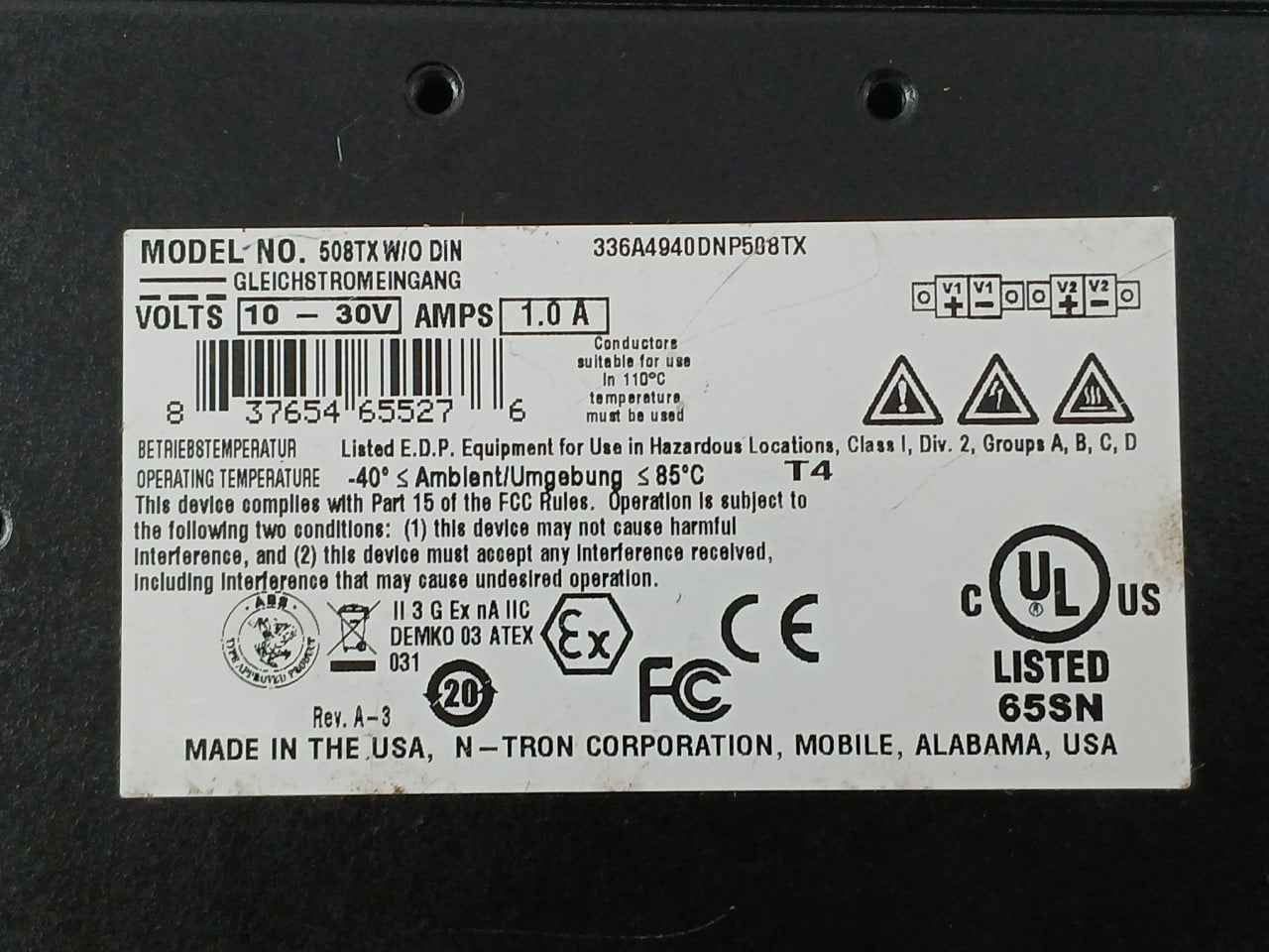 N-tron 336A4940Dnp508Tx 508Tx W/O Din Ethernet Switch 10-30V 1.0A