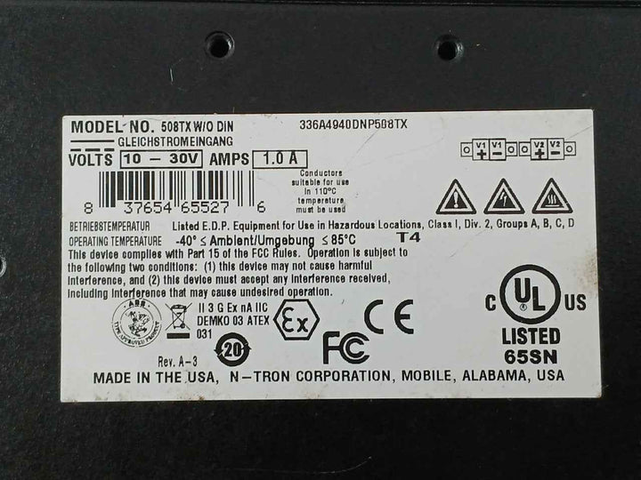 N-tron 336A4940Dnp508Tx 508Tx W/O Din Ethernet Switch 10-30V 1.0A