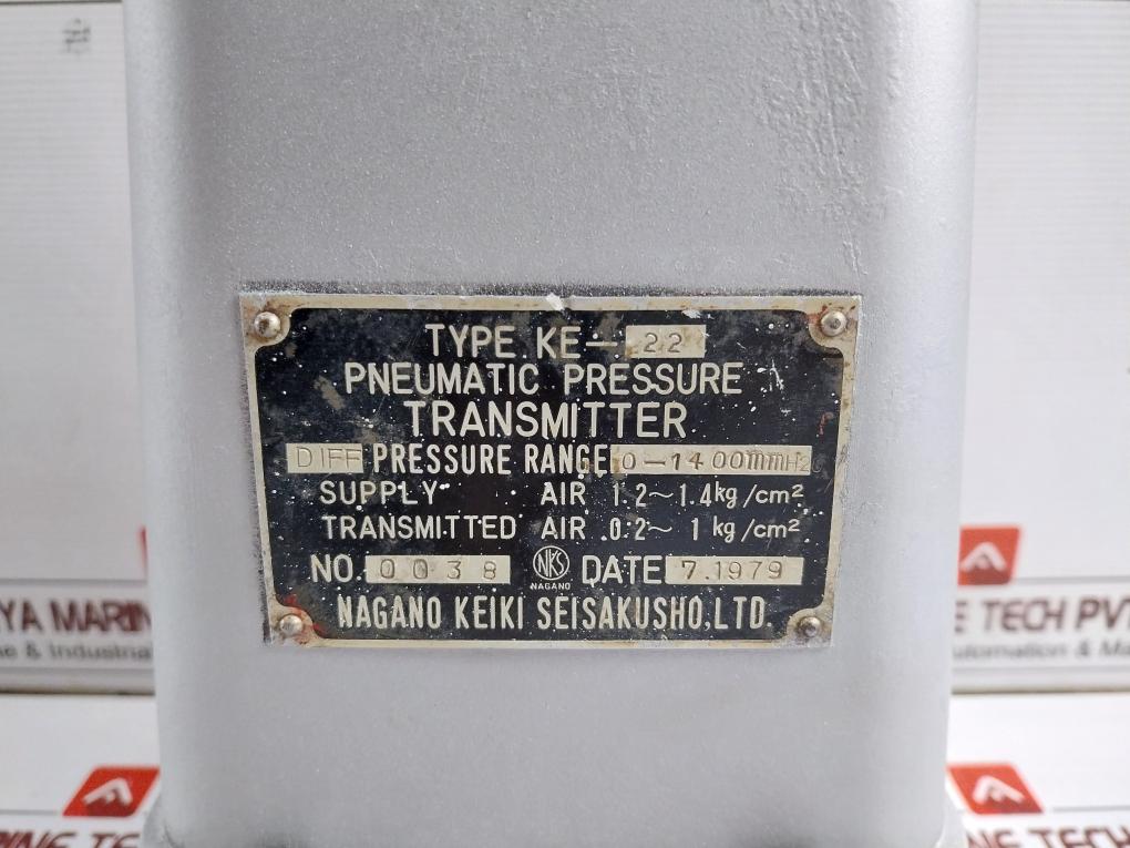 Nagano Keiki 0.2-1 Kg/Cm2 0-1400 Mmh2O Pneumatic Pressure Transmitter Ke-22