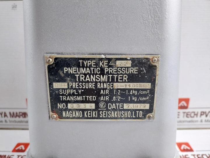 Nagano Keiki 0.2-1 Kg/Cm2 0-1400 Mmh2O Pneumatic Pressure Transmitter Ke-22