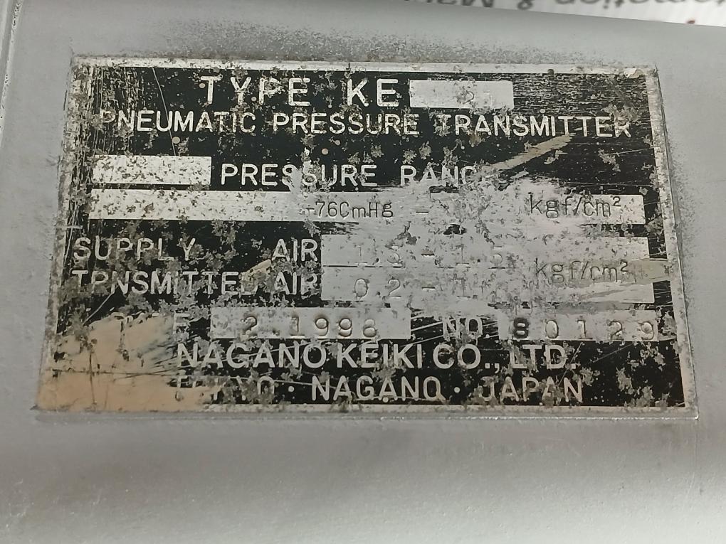 Nagano Keiki 1.3-1.5 Kgf/Cm2 80129 Pneumatic Transmitter Pressure Ke 21