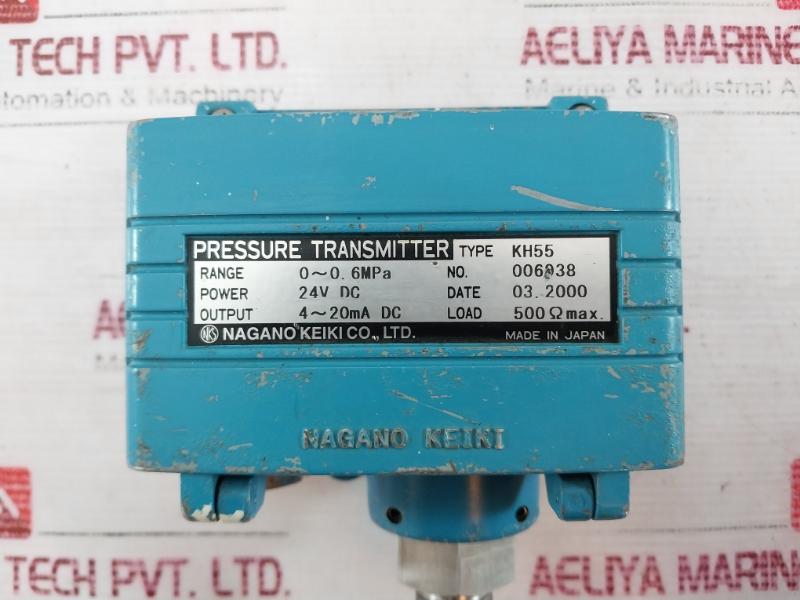 Nagano Keiki Kh55 Pressure Transmitter 24V Dc 500 Ohm 4-20 Ma Dc