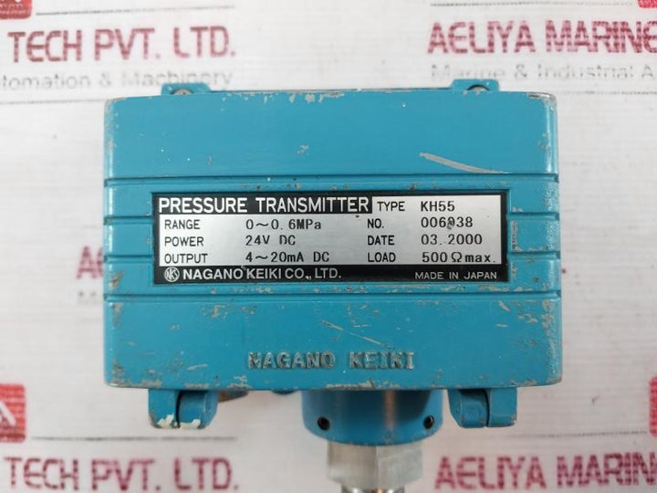 Nagano Keiki Kh55 Pressure Transmitter 24V Dc 500 Ohm 4-20 Ma Dc