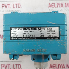 Nagano Keiki Kh55 Pressure Transmitter 24V Dc 500 Ohm 4-20 Ma Dc