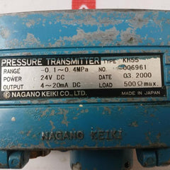 Nagano Keiki Kh55 Pressure Transmitter 4 20Ma Dc 24Vdc 500 Ohm