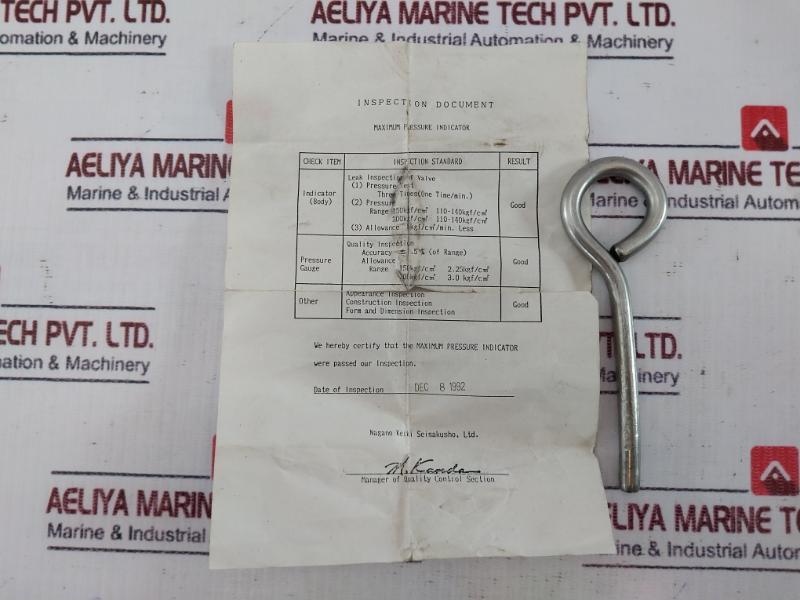 Nagano Keiki Seisakusho MT31 Maximum Pressure Indicator 3024632 0-200 KGF/CM2