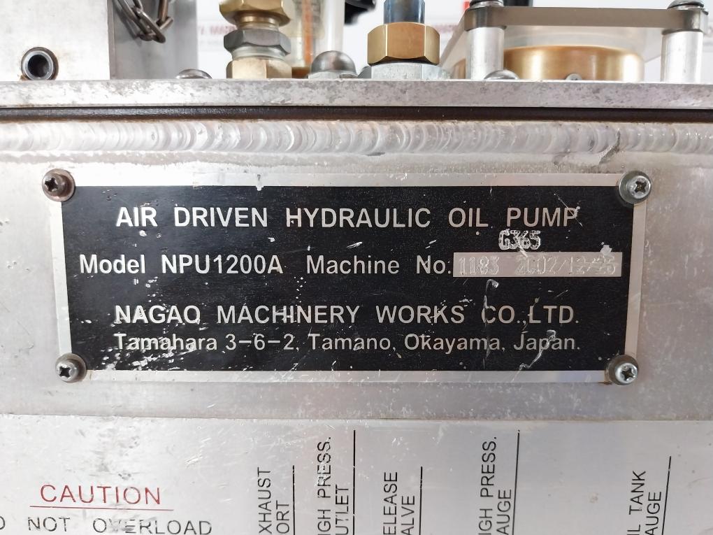 Nagao Machinery 0.1~1.0 Mpa Air Driven Hydraulic Pump Npu1200A