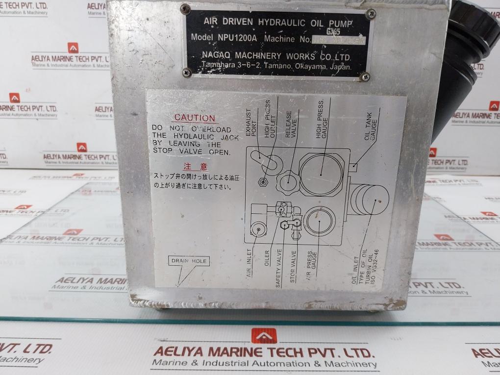 Nagao Machinery 0.1~1.0 Mpa Air Driven Hydraulic Pump Npu1200A