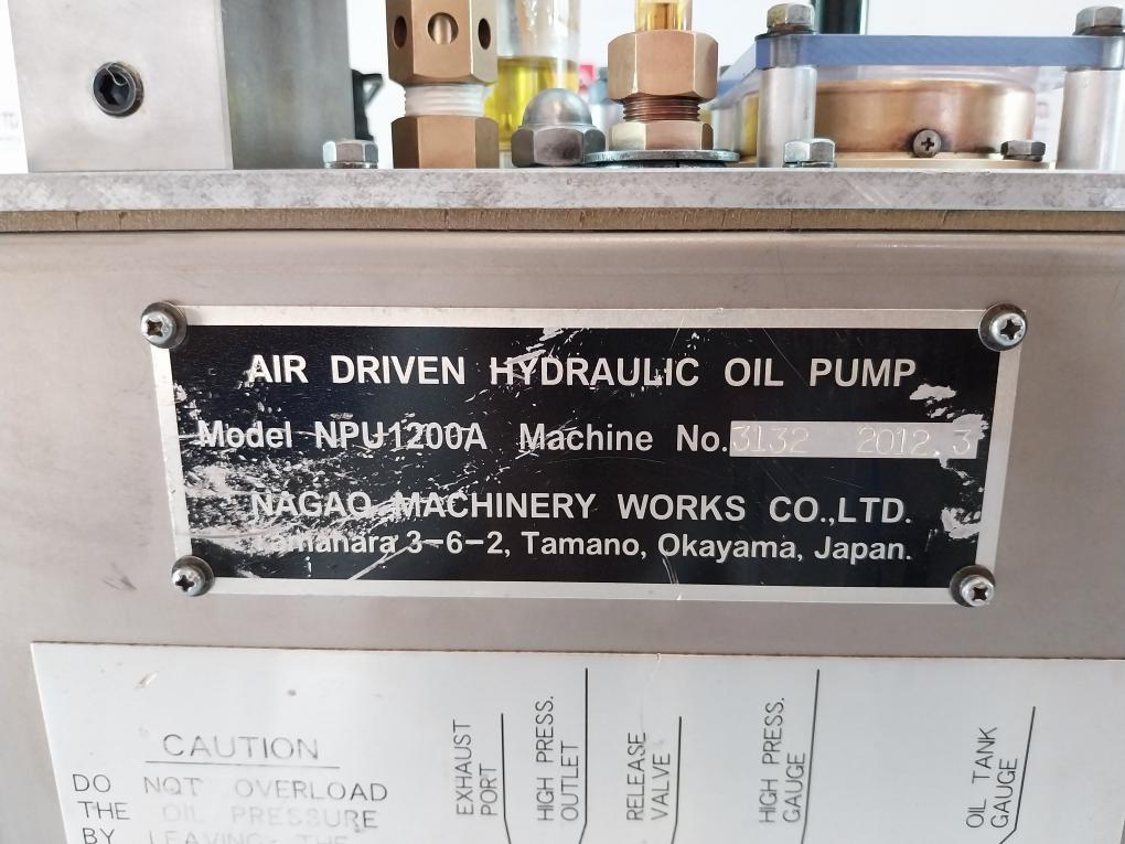 Air Driven Hydraulic Oil Pump 1.0 Mpa Nagao Machinery Npu1200A