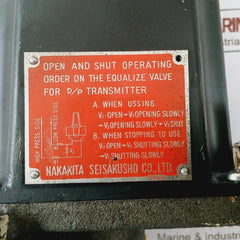 Nakakita Ns778Bn D/P Transmitter 0-2 Kg/Cm2, 0-2.46Kg/Cm2 Air Supply 1.4 Kg/Cm2