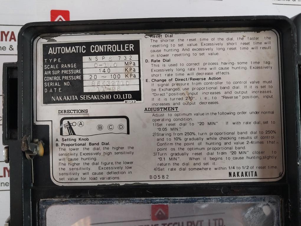 Nakakita Nsps 732 Automatic Pressure Controller 0–1.0 Mpa 140 Kpa 20–100 Kpa