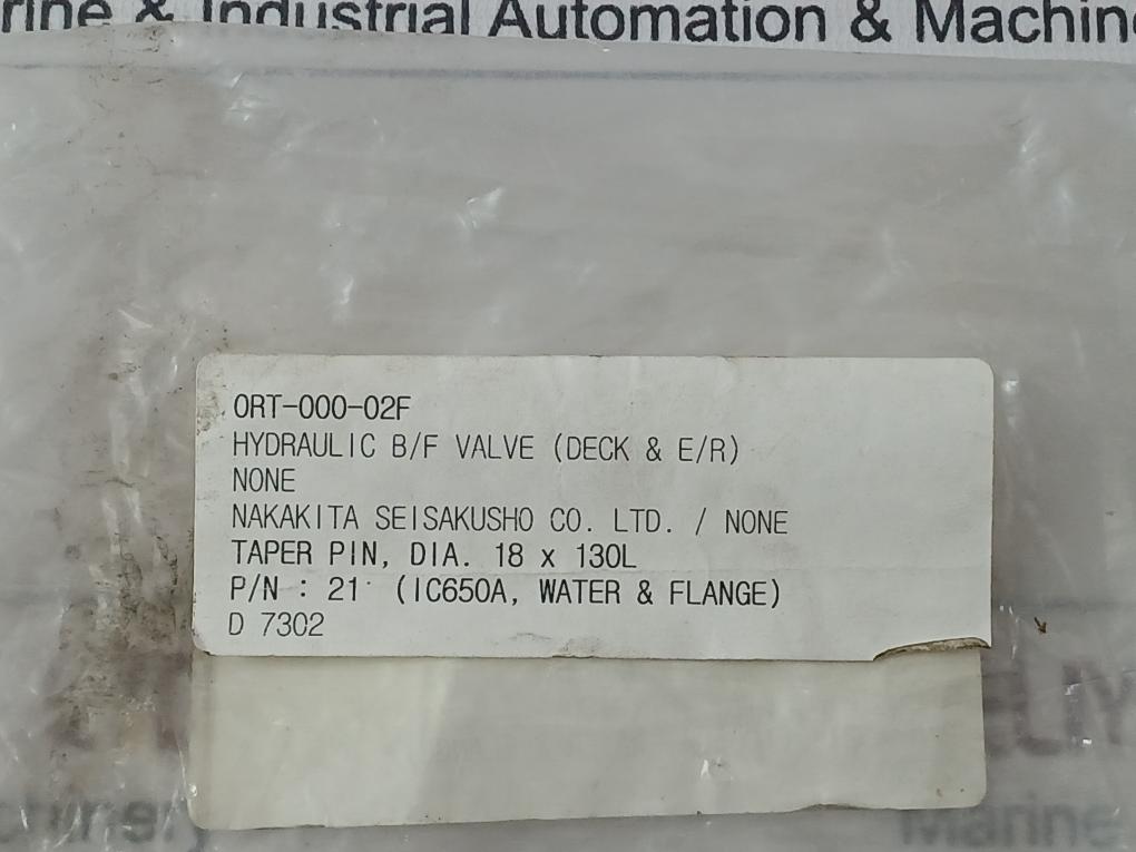 Nakakita Seisakusho 21 Taper Pin For Hydraulic Butterfly Valve Dia.18 X 130L